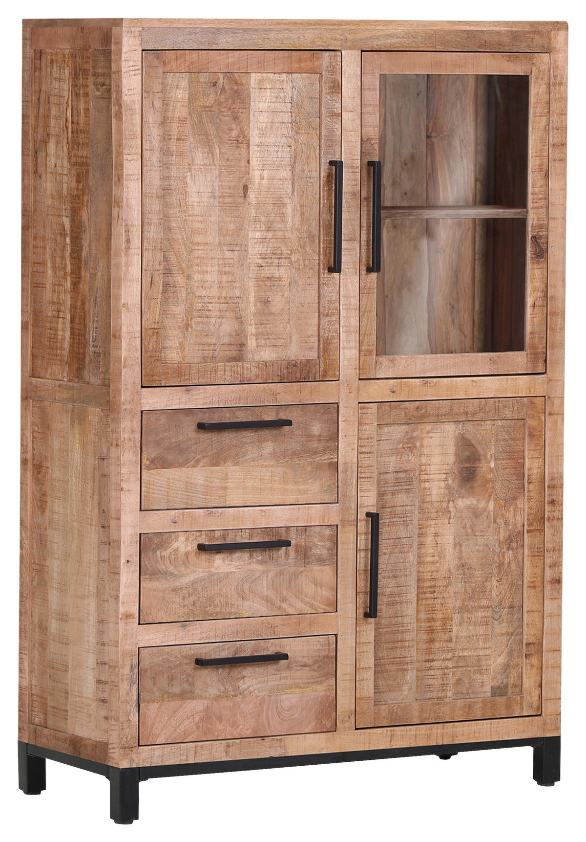 HIGHBOARD  in 95/145/40 cm  - Schwarz/Naturfarben, Design, Glas/Holz (95/145/40cm) - Landscape