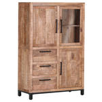 HIGHBOARD  in 95/145/40 cm  - Schwarz/Naturfarben, Design, Glas/Holz (95/145/40cm) - Landscape
