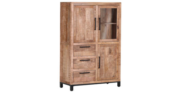 HIGHBOARD  in 95/145/40 cm  - Schwarz/Naturfarben, Design, Glas/Holz (95/145/40cm) - Landscape