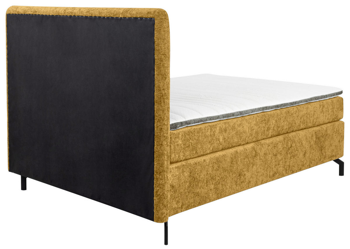 BOXSPRINGBETT 140/200 cm  in Currygelb  - Currygelb/Schwarz, Design, Textil/Metall (140/200cm) - Esposa