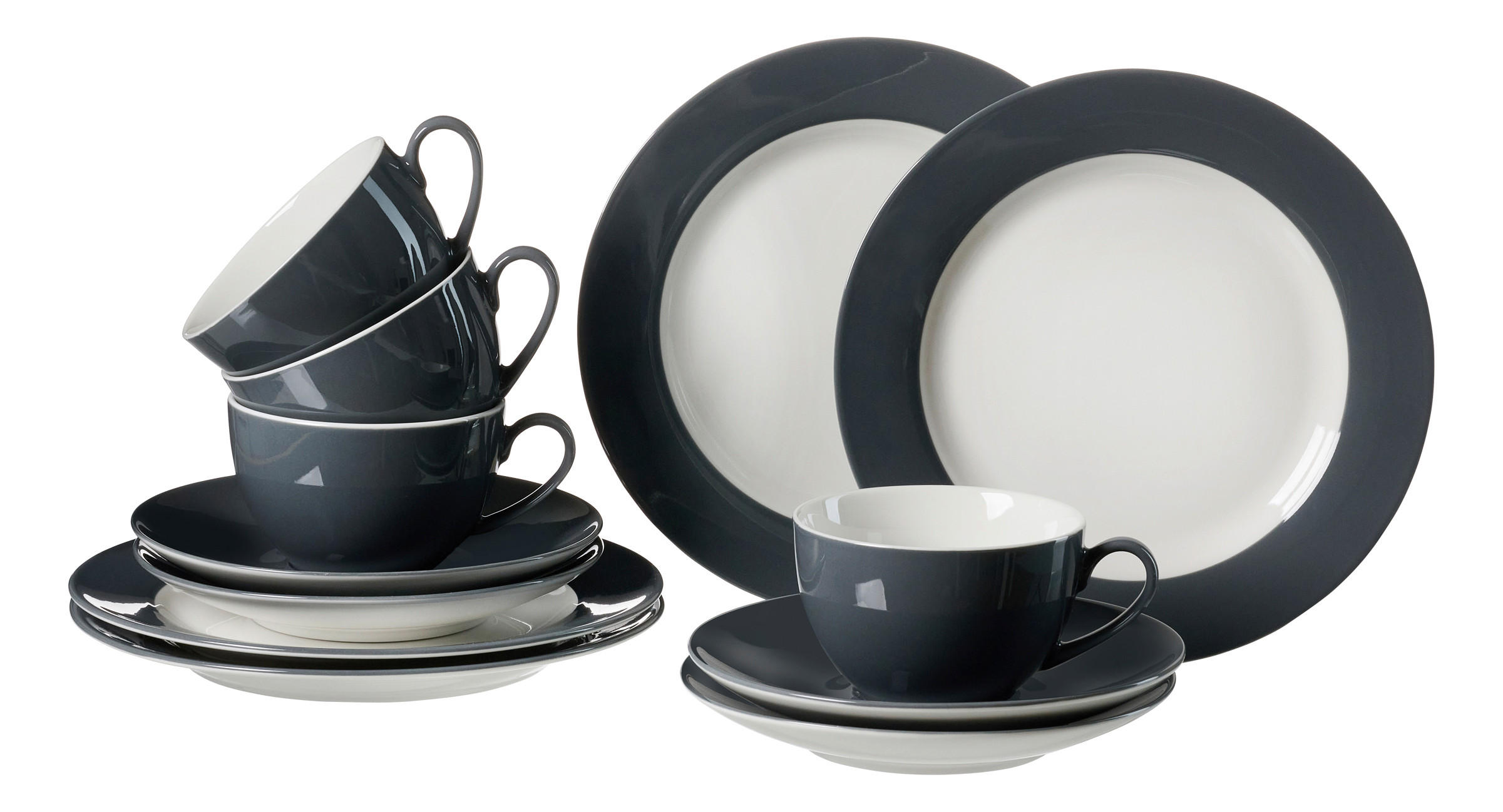 KAFFEESET 12-teilig  - Anthrazit, Basics, Keramik (33/31/28cm) - Ritzenhoff Breker