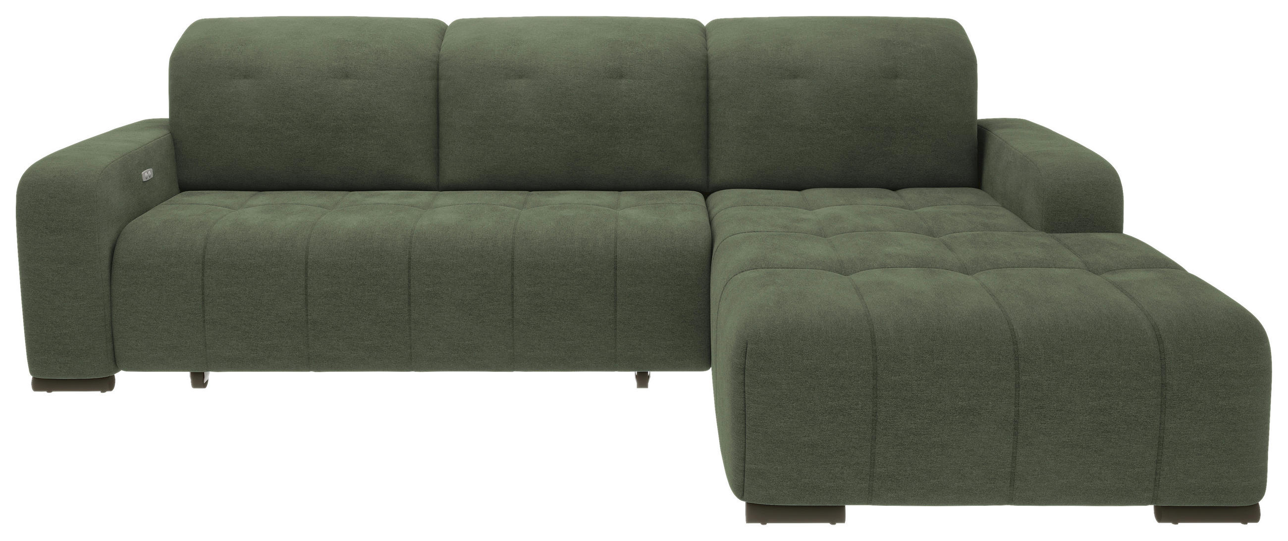 ECKSOFA in Chenille Dunkelgrün  - Dunkelgrün/Schwarz, Modern, Textil/Metall (185/292cm) - Livetastic