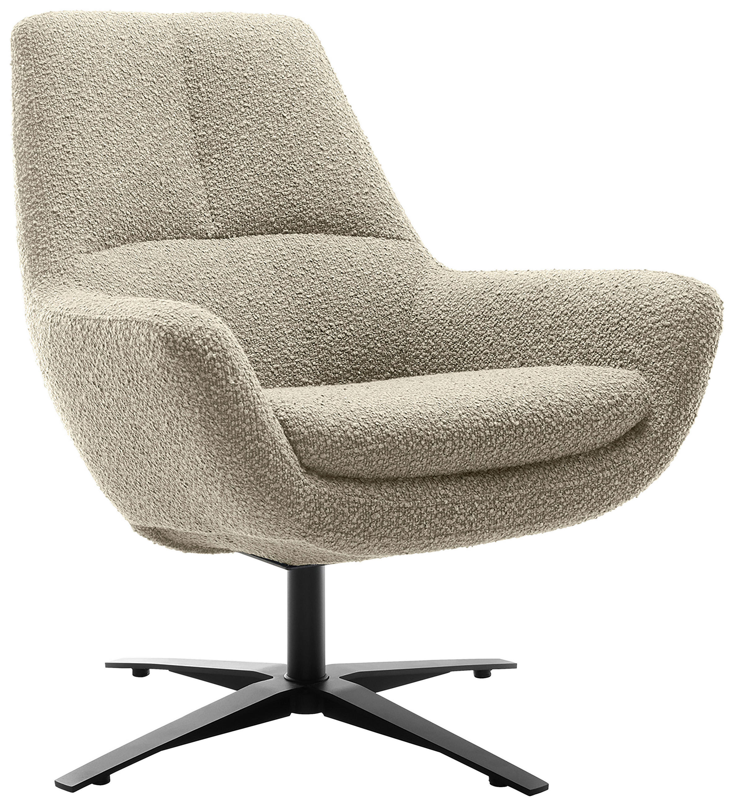 SESSEL BE ORGANIC Bouclé Beige    - Beige/Schwarz, MODERN, Textil/Metall (81/92/83cm) - Trendmanufaktur