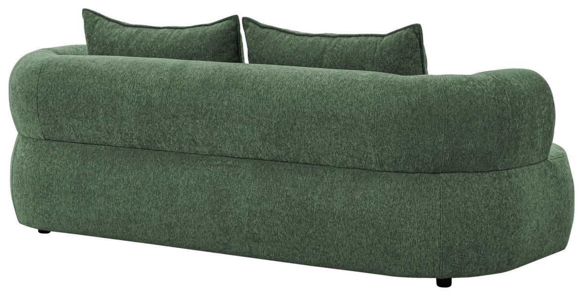 3-SITZER-SOFA Chenille Grün  - Schwarz/Grün, Design, Kunststoff/Textil (200/76/96cm) - Livetastic