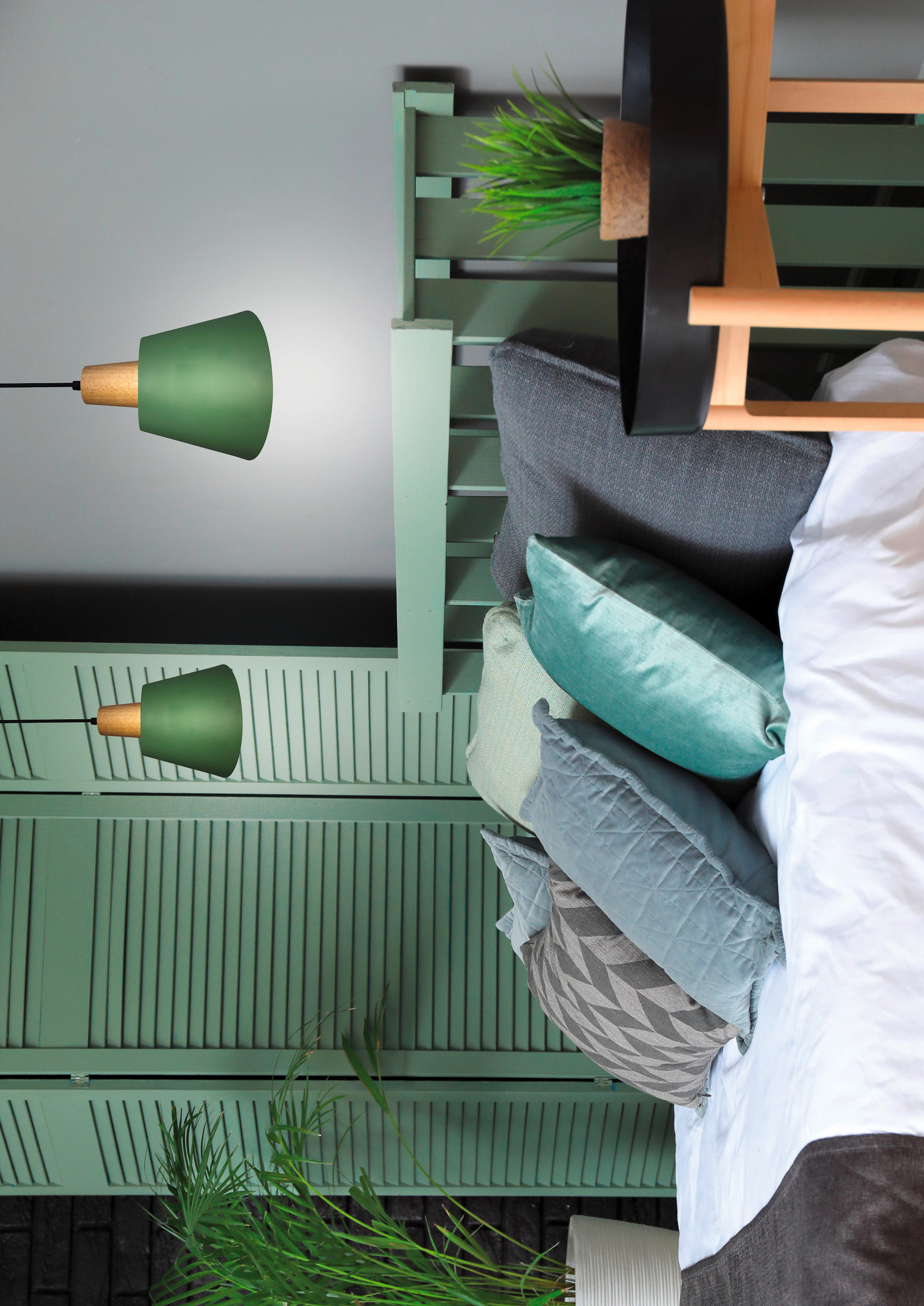 PENDELLAMPA Faro 17/24/90 cm  - svart/mörkgrön, Trend, metall (17/24/90cm)