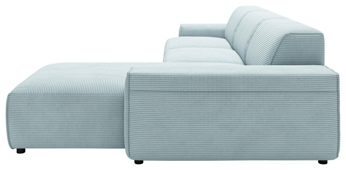 ECKSOFA in Cord Hellblau  300/189 cm  - Schwarz/Hellblau, Design, Kunststoff/Textil (300/189cm) - Pure Home Lifestyle
