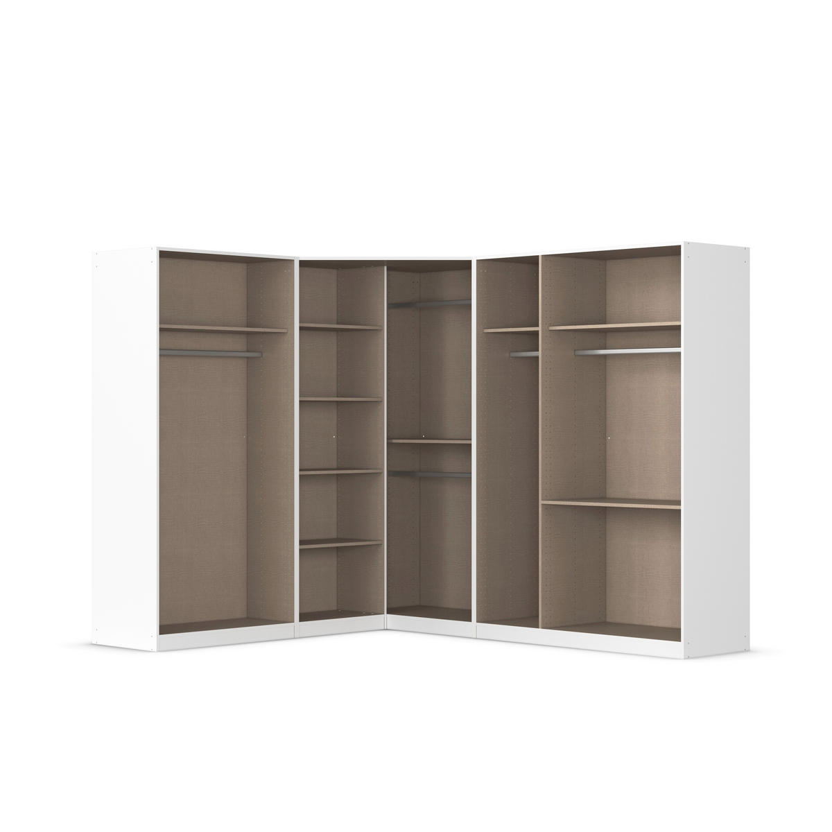 ECKKLEIDERSCHRANK 208/197/253 cm  - Chromfarben/Weiß, MODERN, Holzwerkstoff (208/197/253cm) - Rauch Möbel