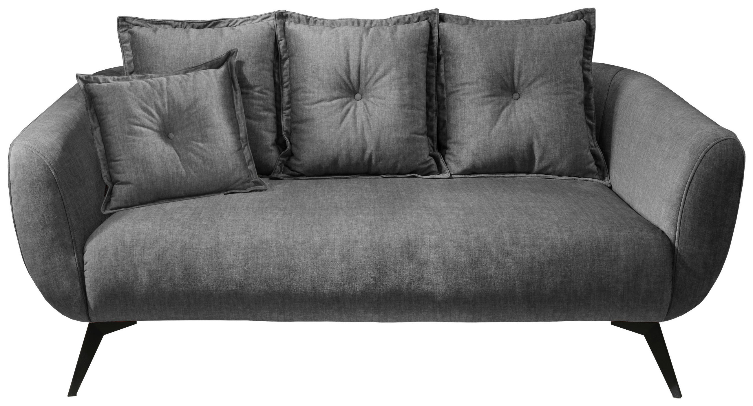 2,5-SITZER Velours Grau  - Schwarz/Grau, MODERN, Holz/Textil (196/94/103cm) - Livetastic