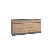 KÜCHENUNTERSCHRANK 180/86/60 cm  in Graphitfarben, Eiche Wotan  - Eiche Wotan/Graphitfarben, Design, Holzwerkstoff (180/86/60cm) - Held