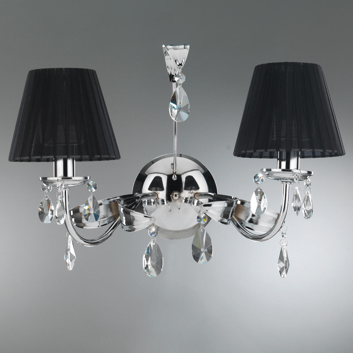 WANDLEUCHTE 46/24/30 cm   - Chromfarben/Schwarz, KONVENTIONELL, Glas/Textil (46/24/30cm)