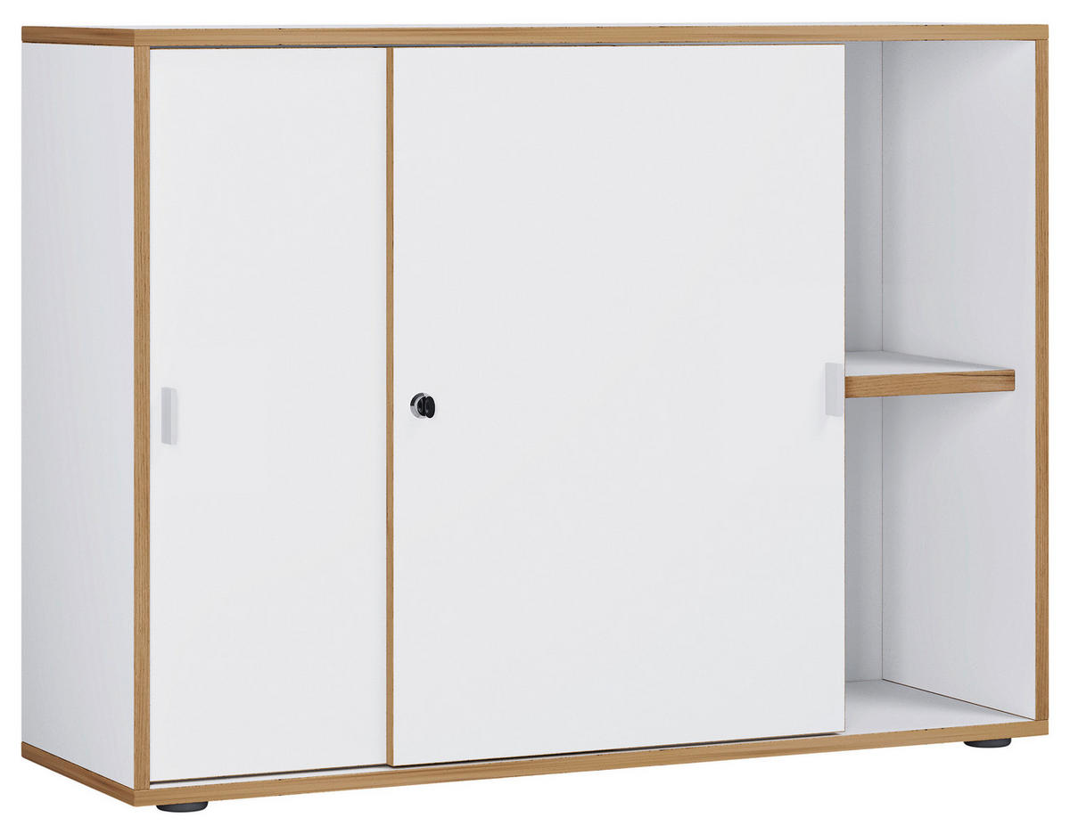 AKTENSCHRANK 100/74/33 cm  - Honigeiche/Weiss, Design, Holzwerkstoff (100/74/33cm) - MID.YOU
