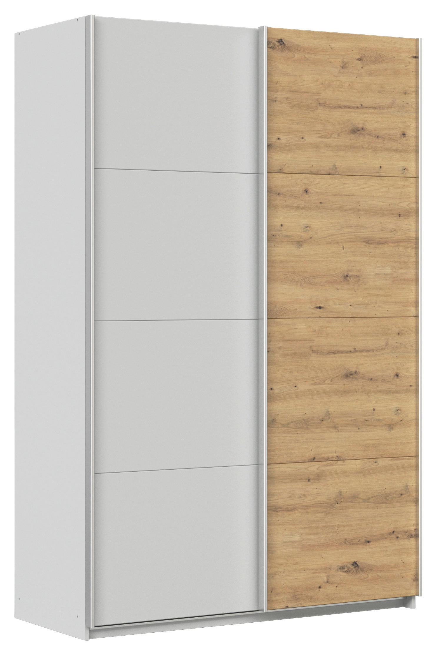 SCHWEBETÜRENSCHRANK  in Eiche Artisan, Seidengrau  - Seidengrau/Alufarben, KONVENTIONELL, Holzwerkstoff/Metall (136/210/62cm) - Xora