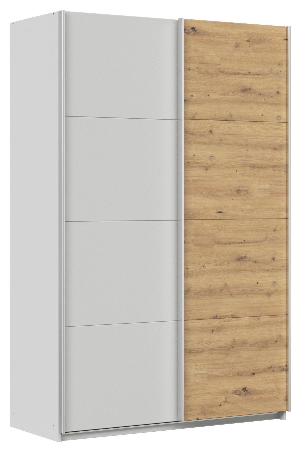 SCHWEBETÜRENSCHRANK  in Eiche Artisan, Seidengrau  - Seidengrau/Alufarben, KONVENTIONELL, Holzwerkstoff/Metall (136/210/62cm) - Xora