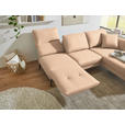 ECKSOFA  in Flachgewebe Lachsfarben Armteilverstellung, Relaxfunktion, Drehsitzfunktion  255-365/175-224 cm  - Schwarz/Lachsfarben, Design, Textil/Metall (255-365/175-224cm) - Dieter Knoll