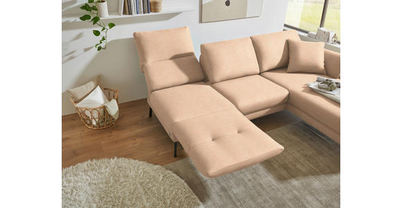 ECKSOFA  in Flachgewebe Lachsfarben Armteilverstellung, Relaxfunktion, Drehsitzfunktion  255-365/175-224 cm  - Schwarz/Lachsfarben, Design, Textil/Metall (255-365/175-224cm) - Dieter Knoll