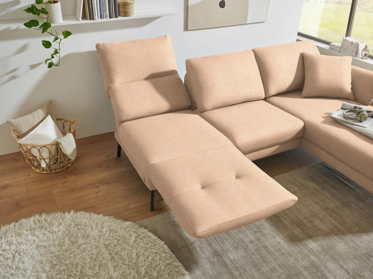 ECKSOFA Flachgewebe Lachsfarben  - Schwarz/Lachsfarben, Design, Textil/Metall (255-365/175-224cm) - Dieter Knoll