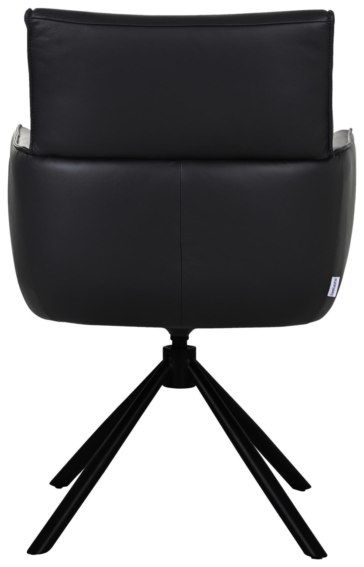 ARMLEHNSTUHL  Sitzfläche 360° drehbar, automatische Rückholfunktion  Echtleder  - Schwarz, MODERN, Leder/Metall (64/90,5/64,5cm) - Livetastic