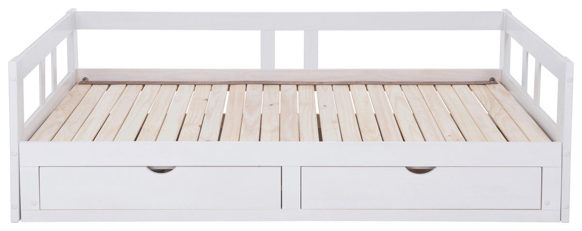 AUSZIEHBETT 90/200 cm Weiss  - Weiss/Naturfarben, Romantik / Landhaus, Holz/Holzwerkstoff (90/200cm) - MID.YOU