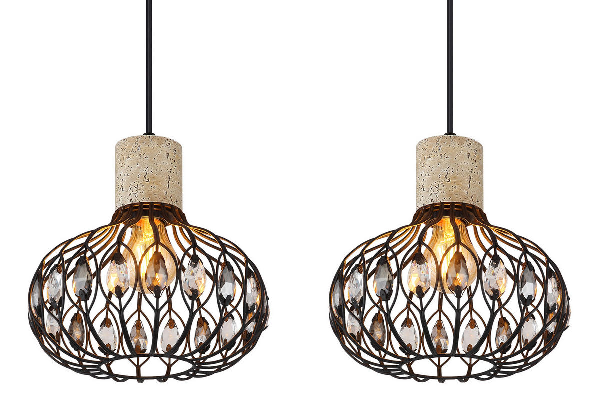 HÄNGELEUCHTE 115/25/150 cm  - Klar/Schwarz, Basics, Glas/Kunststoff (115/25/150cm) - Globo