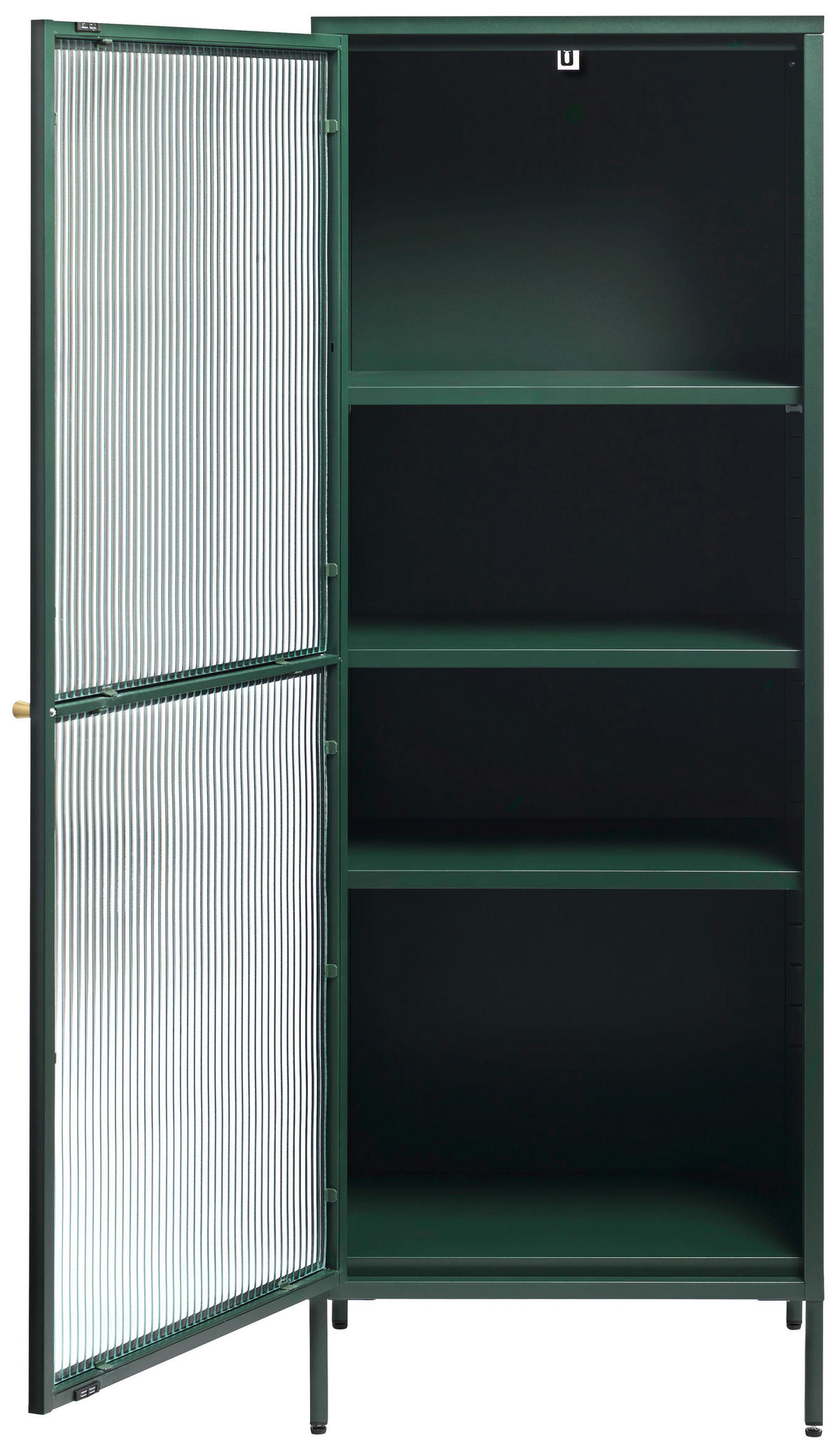 VITRINSKÅP grön, guldfärgad  58/160/40 cm  - grön/guldfärgad, Design, metall/glas (58/160/40cm) - Lomoco