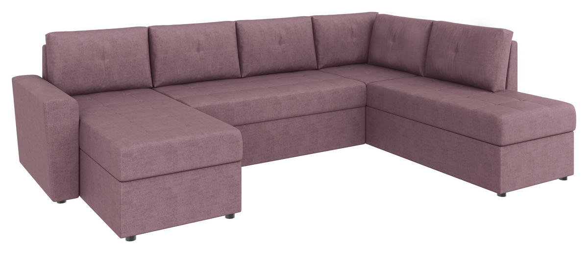 WOHNLANDSCHAFT TERMOLI Rosa Jacquard  - Schwarz/Rosa, Design, Kunststoff/Textil (155/297/212cm) - MID.YOU