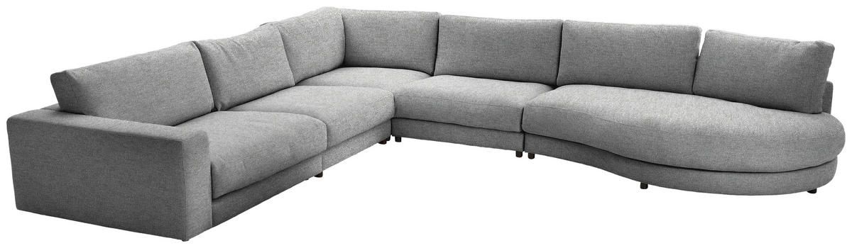 ECKSOFA in Flachgewebe Grau  - Schwarz/Grau, Design, Kunststoff/Textil (365/425cm) - Lomoco