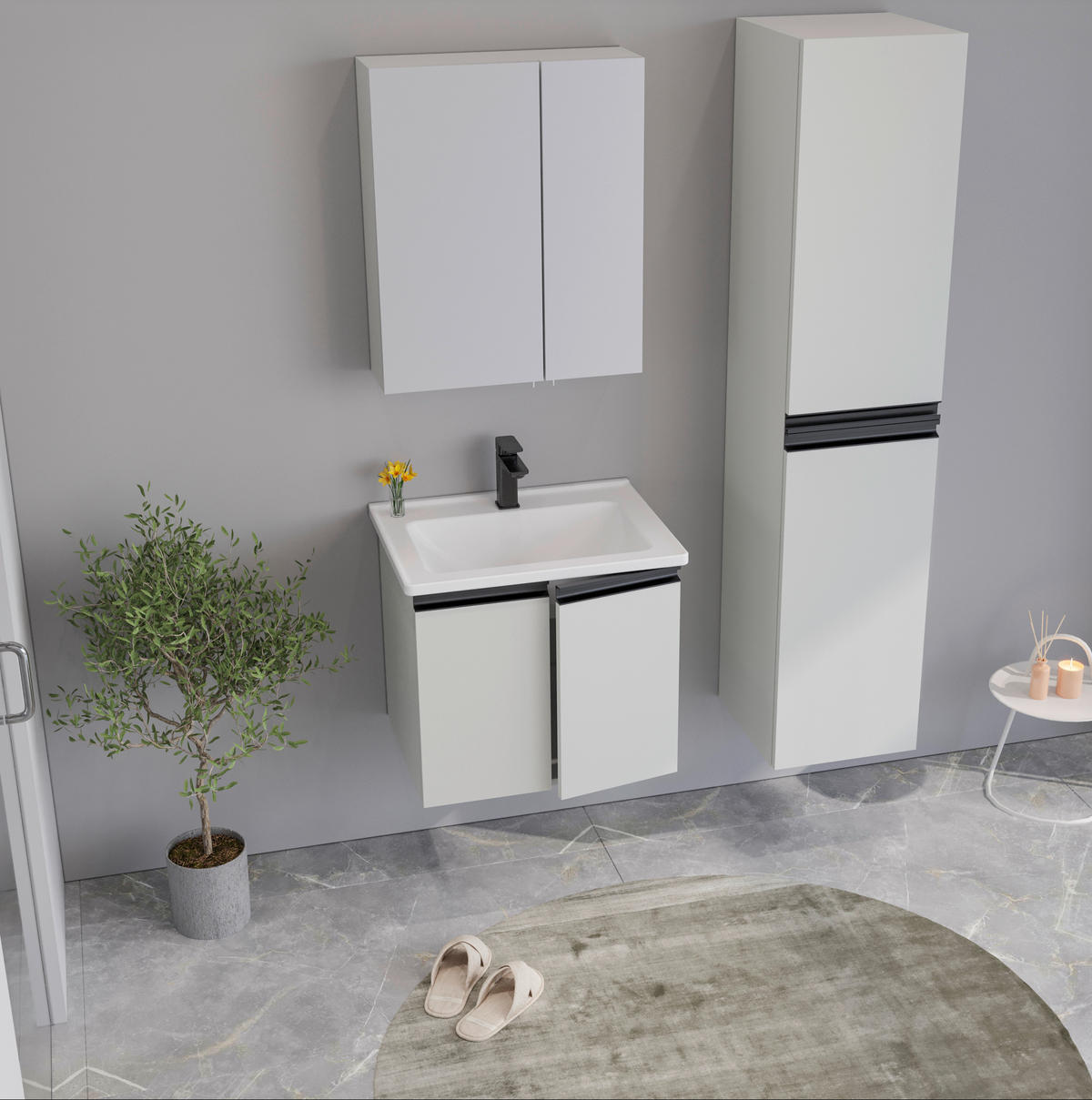 MIDISCHRANK 41/180/41 cm  - Kaschmir/Creme, MODERN, Holzwerkstoff/Metall (41/180/41cm) - MID.YOU