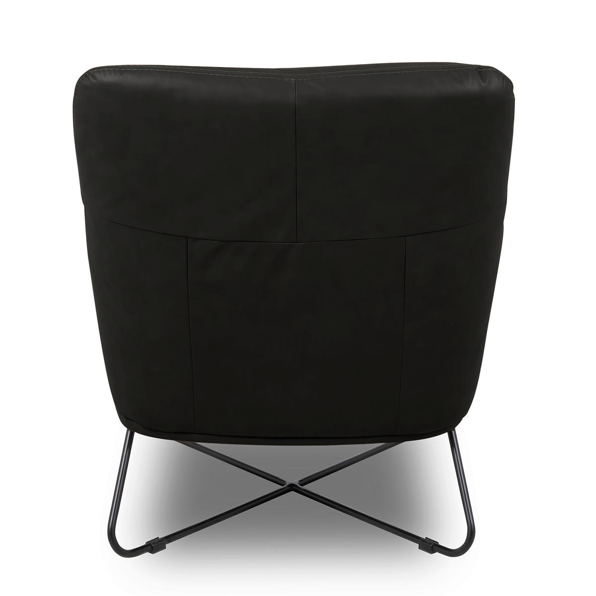 SESSEL in Echtleder Schwarz  - Schwarz, Design, Leder/Metall (67/87/74cm) - Livetastic