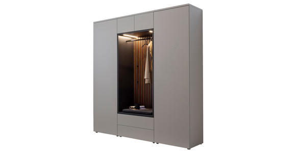 GARDEROBE 5-teilig  in 196/233/59 cm  - Anthrazit/Nussbaumfarben, Design, Holz/Holzwerkstoff (196/233/59cm) - Moderano