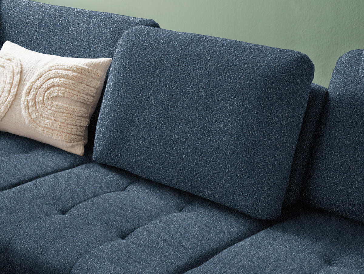ECKSOFA in Bouclé Blau  - Blau/Schwarz, Natur, Textil/Metall (233/288cm) - Valnatura