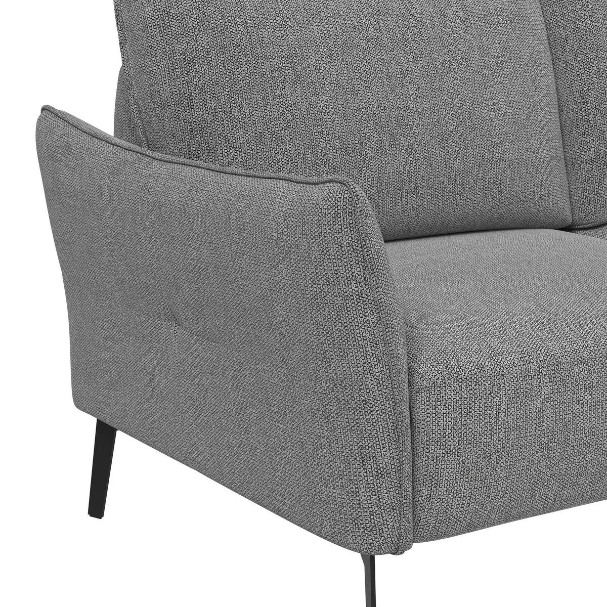 3-SITZER-SOFA  in Chenille Grau Modern  - Schwarz/Grau, KONVENTIONELL, Textil/Metall (184/90/92cm) - Elegando