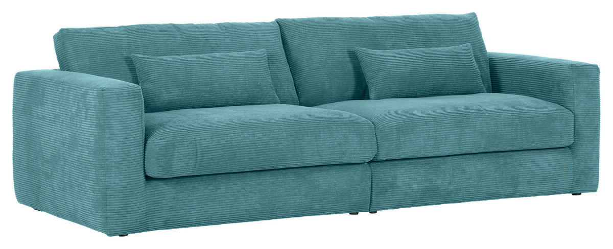 BIGSOFA in Cord Petrol  - Petrol/Schwarz, Konventionell, Kunststoff/Textil (260/66/115cm) - MID.YOU