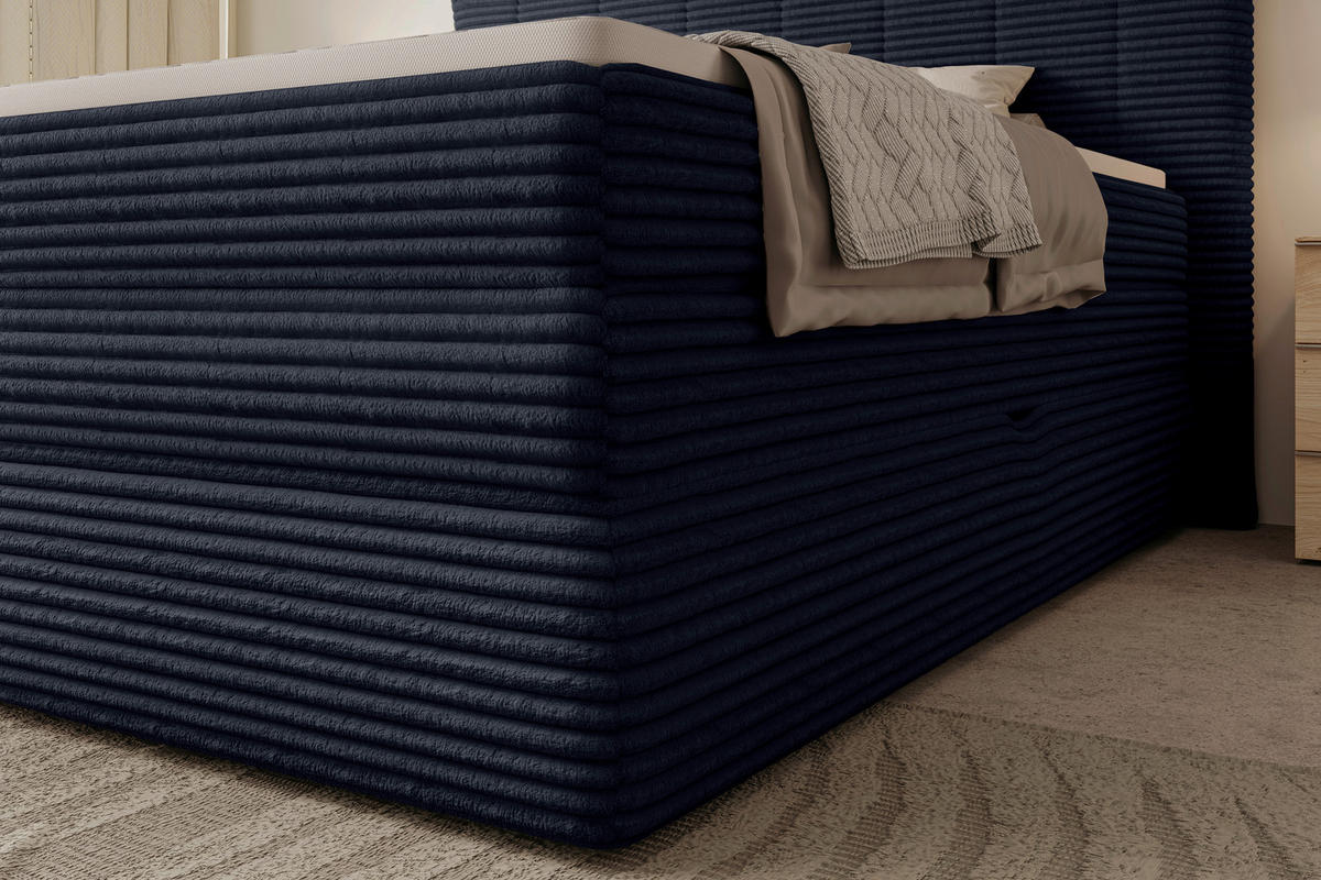 BOXSPRINGBETT 180/200 cm  in Schwarz  - Schwarz, Design, Kunststoff/Textil (180/200cm) - Chameo