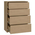KOMMODE , 75/99/35 cm, 4 Schublade(n)  - Eichefarben/Silberfarben, Trend, Holzwerkstoff/Kunststoff (75/99/35cm) - Carryhome