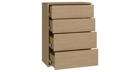 KOMMODE , 75/99/35 cm, 4 Schublade(n)  - Eichefarben/Silberfarben, Trend, Holzwerkstoff/Kunststoff (75/99/35cm) - Carryhome