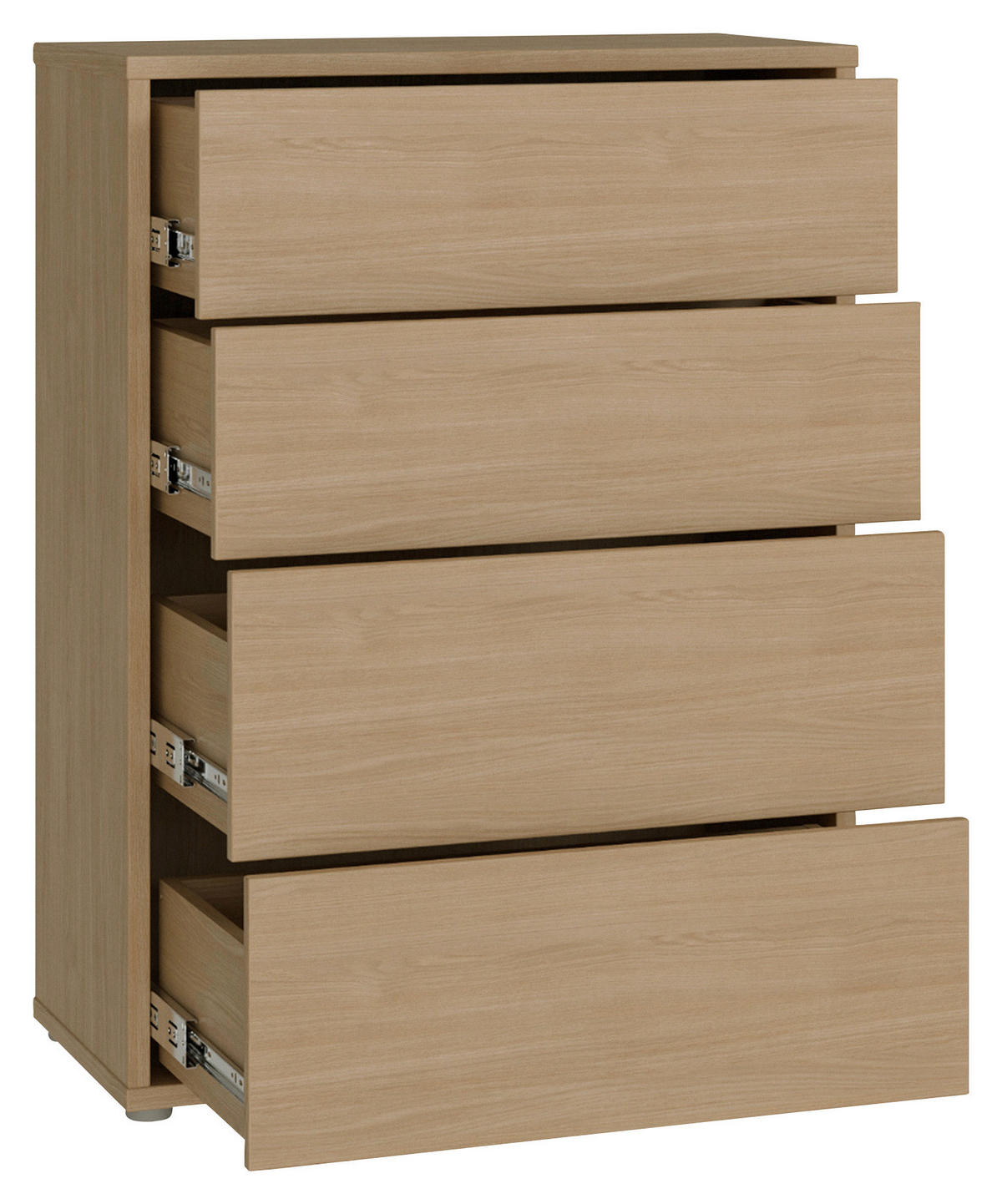 KOMMODE , 75/99/35 cm, 4 Schublade(n)  - Eichefarben/Silberfarben, Trend, Holzwerkstoff/Kunststoff (75/99/35cm) - Carryhome