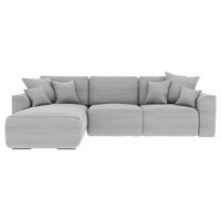 ECKSOFA Grau Cord  - Chromfarben/Grau, KONVENTIONELL, Kunststoff/Textil (195/293cm) - Carryhome