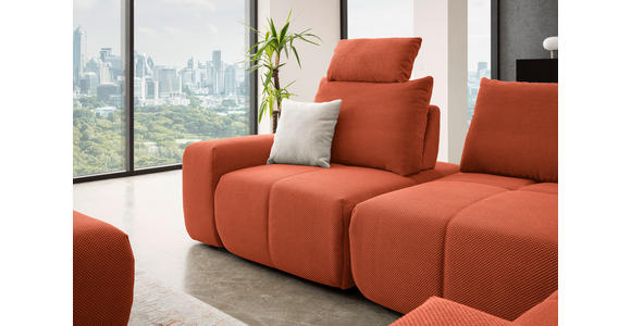 ECKSOFA in Velours Terracotta  - Terracotta/Schwarz, Design, Kunststoff/Textil (326/236cm) - Xora