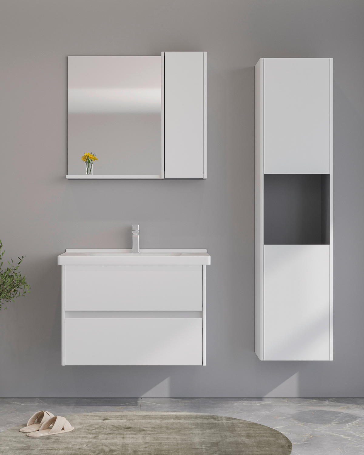 MIDISCHRANK 40/132/30 cm  - Weiß, MODERN, Glas/Holzwerkstoff (40/132/30cm) - MID.YOU