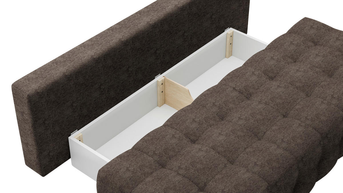 SCHLAFSOFA in Velours Graubraun  - Graubraun/Schwarz, KONVENTIONELL, Kunststoff/Textil (209/96/100cm) - Stylife