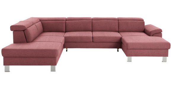 WOHNLANDSCHAFT inkl.Funktionen Hellrot Webstoff  - Hellrot/Silberfarben, Design, Textil/Metall (226/320/168cm) - Xora