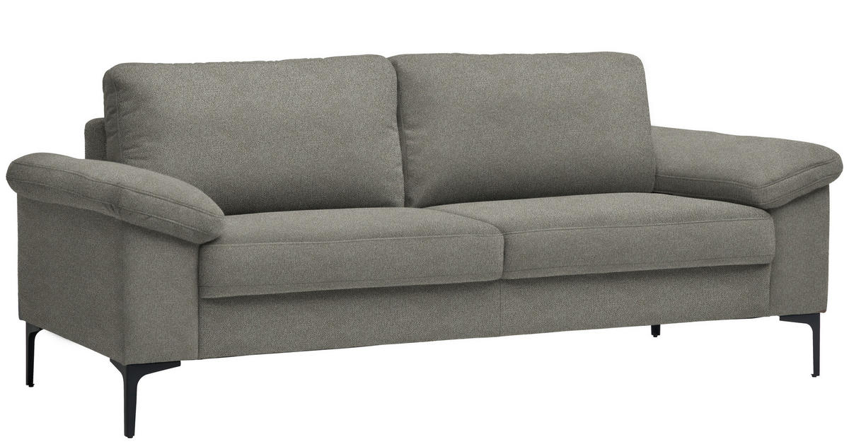 2,5-SITZER in Flachgewebe Graubraun  - Graubraun/Schwarz, Design, Textil/Metall (206/86/97cm) - Pure Home Lifestyle