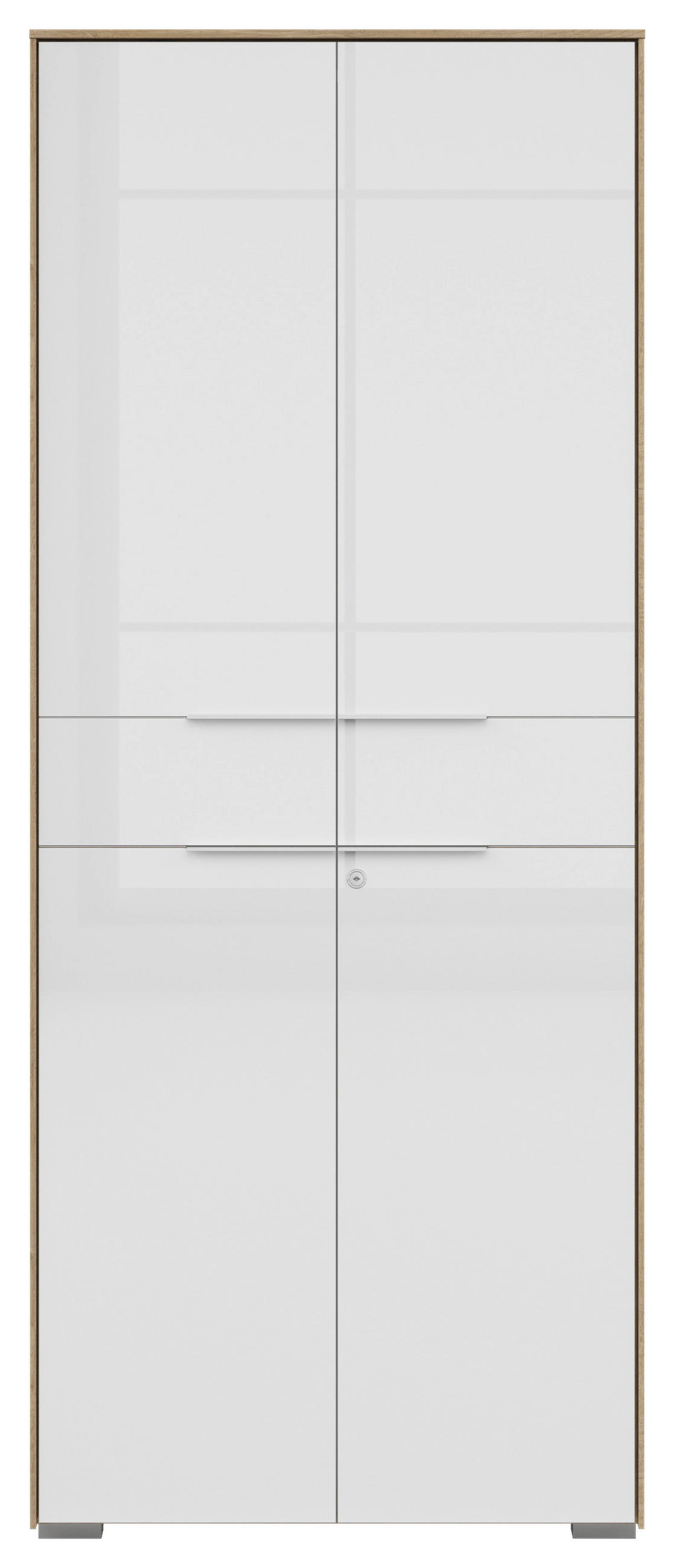 AKTENSCHRANK Weiß, Eichefarben  - Eichefarben/Weiß, KONVENTIONELL, Glas/Holzwerkstoff (81/199/37cm) - Voleo