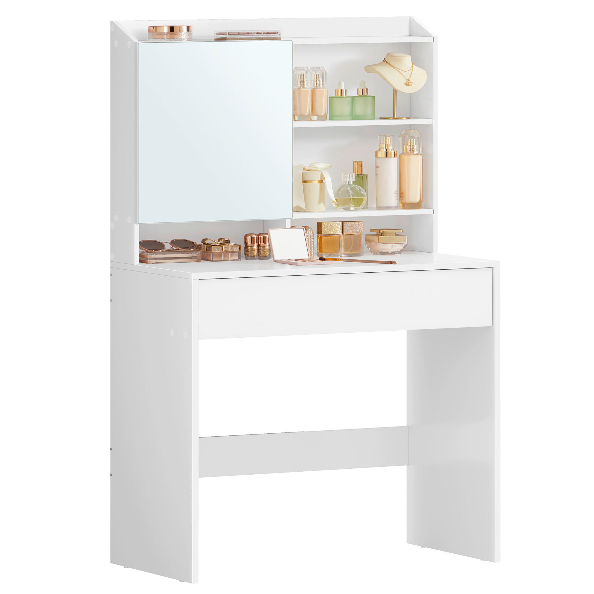 SCHMINKTISCH Weiß  - Weiß, Basics, Holzwerkstoff (70/40/136cm) - Boxxx