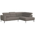 ECKSOFA in Webstoff Greige  280/205 cm  - Greige/Schwarz, Design, Textil/Metall (280/205cm) - Xora