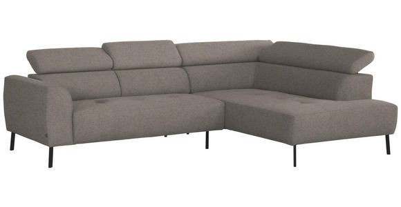 ECKSOFA in Webstoff Greige 280/205 cm - Greige/Schwarz, Design, Textil/Metall (280/205cm) - Xora
