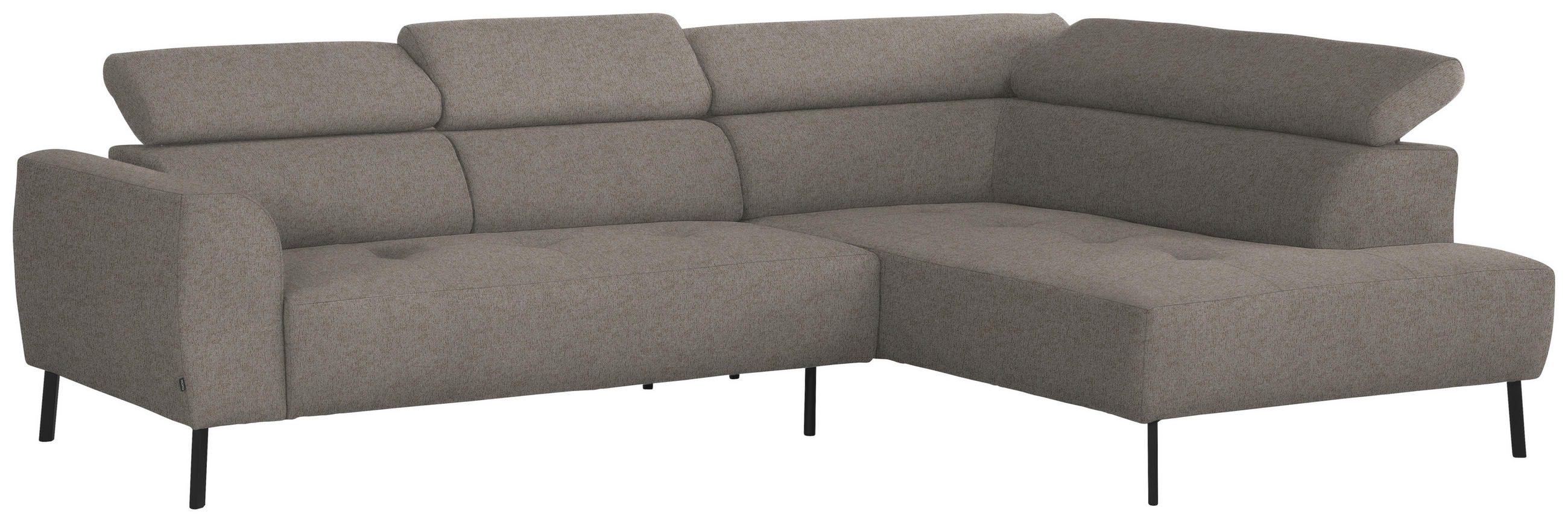 ECKSOFA in Webstoff Greige  - Greige/Schwarz, Design, Textil/Metall (280/205cm) - MID.YOU