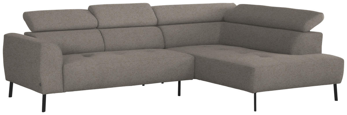 ECKSOFA in Webstoff Greige  - Greige/Schwarz, Design, Textil/Metall (280/205cm) - MID.YOU