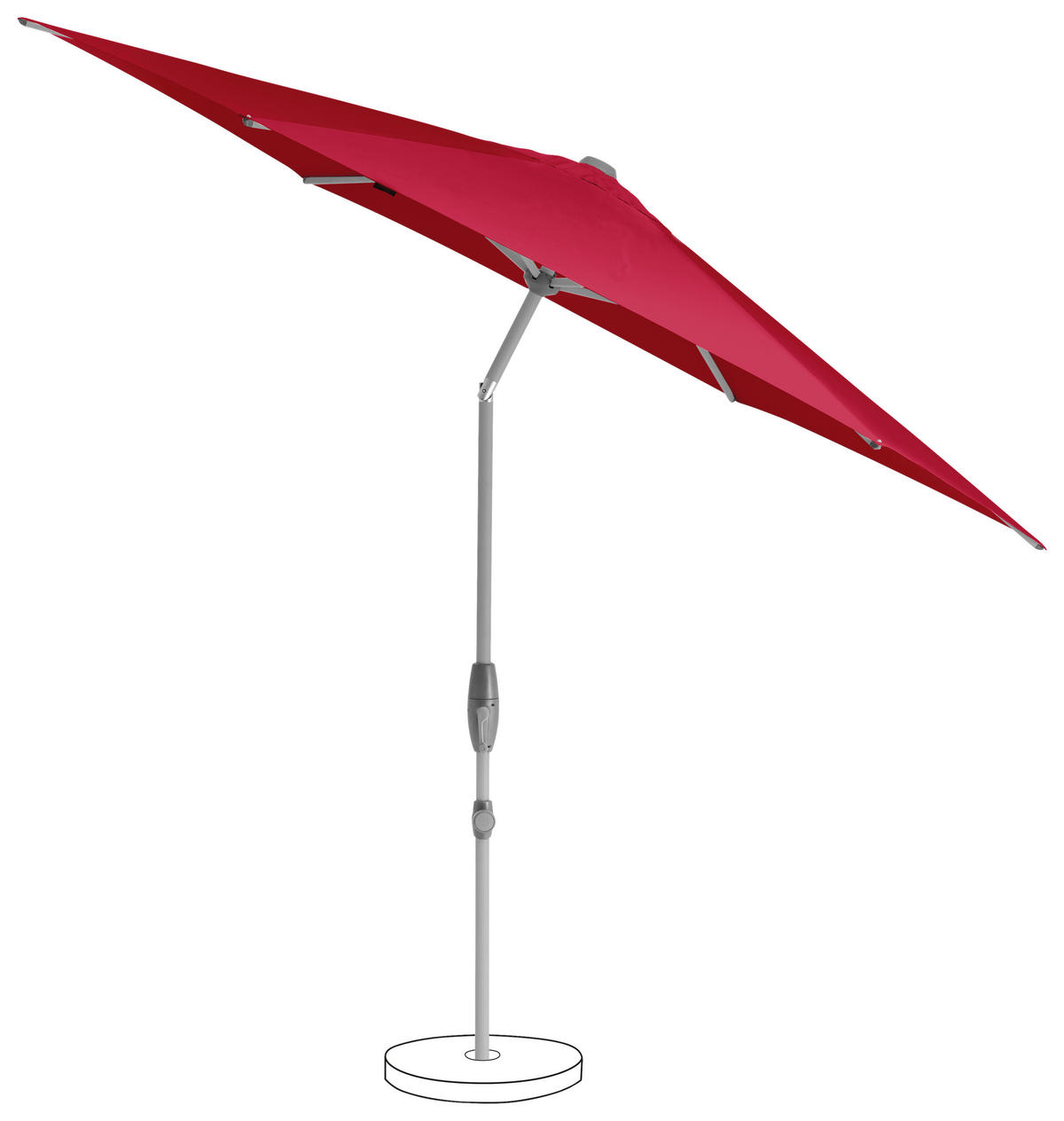 SONNENSCHIRM 300 cm Rot  - Silberfarben/Rot, KONVENTIONELL, Textil/Metall (300/300cm) - Suncomfort by Glatz