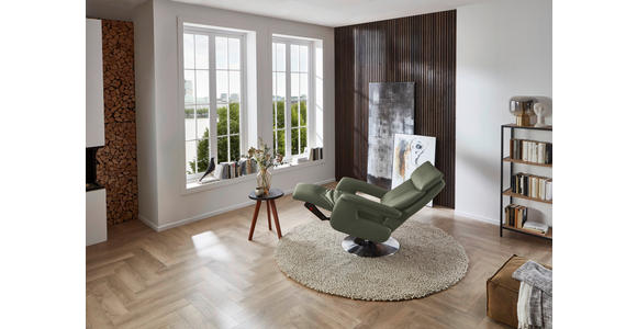 RELAXSESSEL in Leder Grün - Edelstahlfarben/Grün, Design, Leder/Metall (78/112/85cm) - Cantus